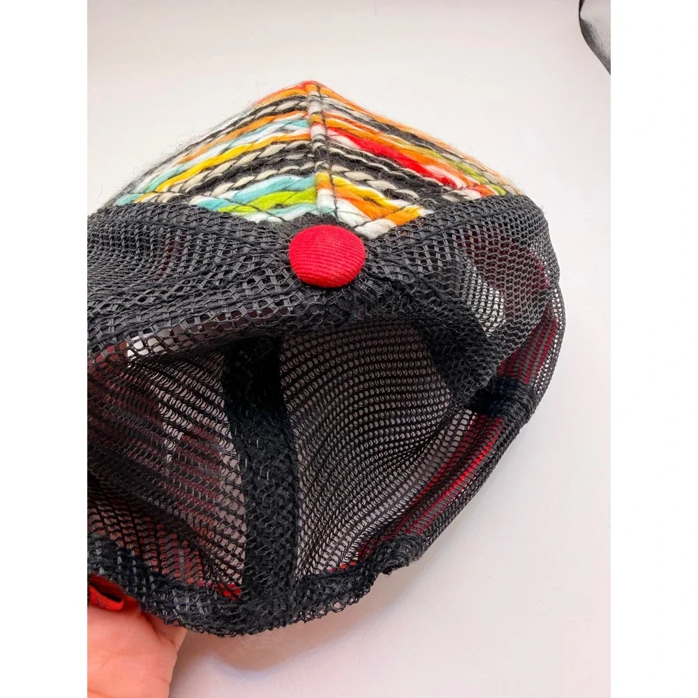 Pistil Trucker Hat Womens OS Black Multicolor Knit Wool Blend Mesh Snapback